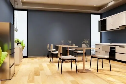 Back-of-house workspace in a commercial fitout with practical staff areas